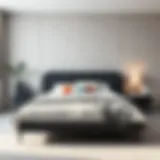 Luxurious svarta bed in a minimalist bedroom setting