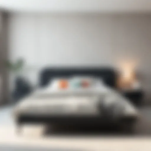 Luxurious svarta bed in a minimalist bedroom setting