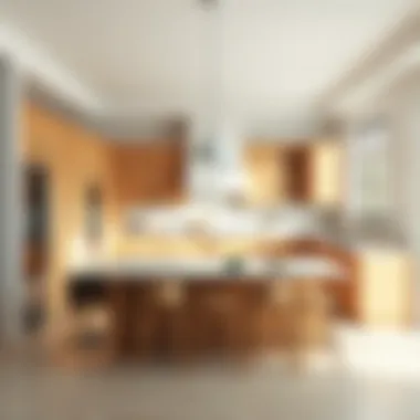Open concept kitchen featuring tan cabinets and natural light