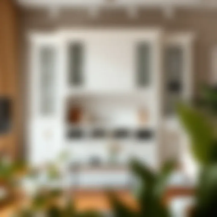 Elegant white coffee cabinet in a modern interior setting