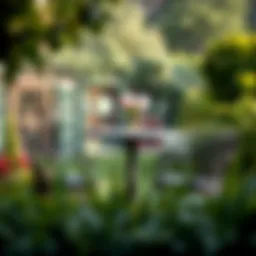 Elegant outdoor bistro table set amidst a lush garden