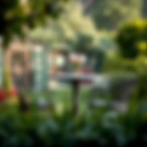 Chic Bistro Table Set in Garden Elegant outdoor bistro table set amidst a lush garden