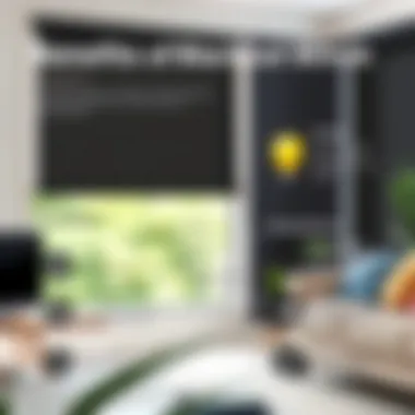 Infographic illustrating the benefits of blackout blinds including energy efficiency