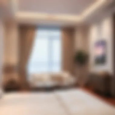 Cozy bedroom featuring beige curtains