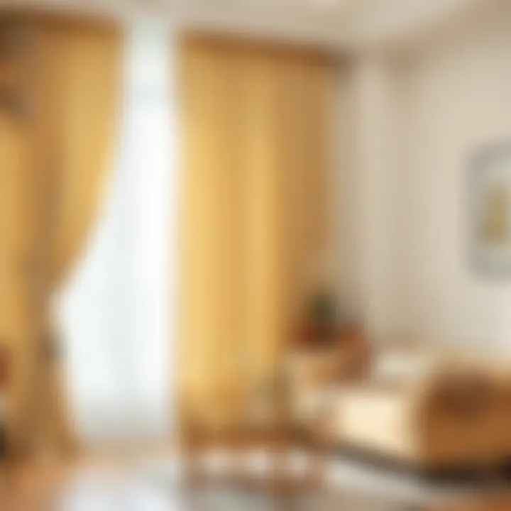 Elegant beige curtains draping a living room window