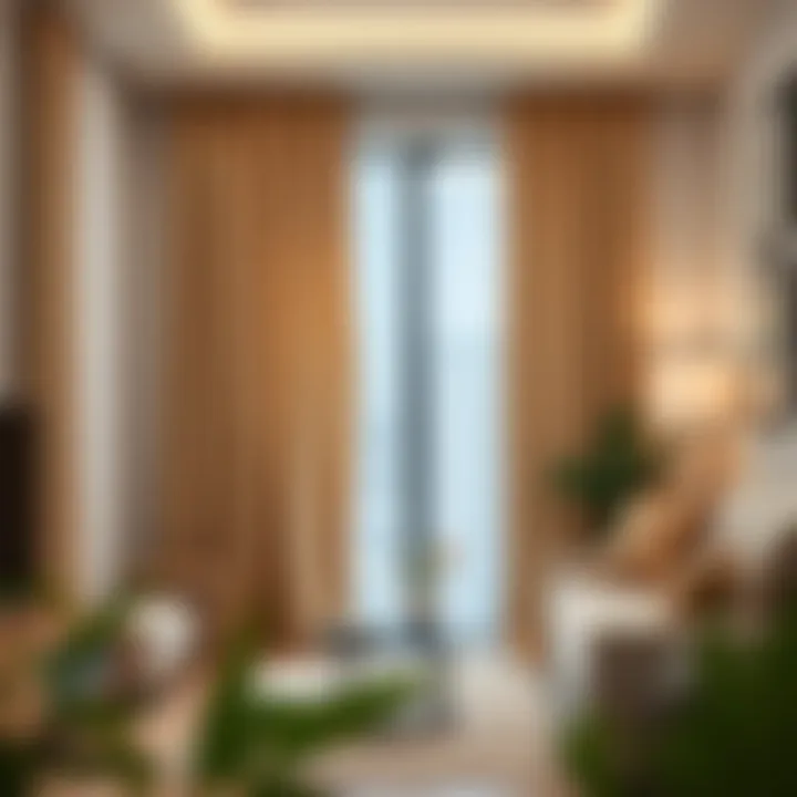 Beige curtains complementing a modern decor