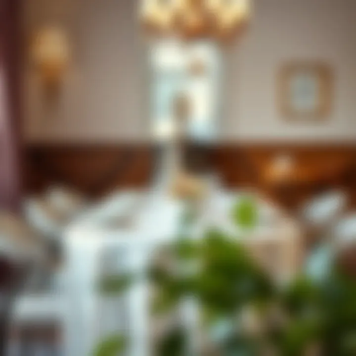 Stylish table setting with a white tablecloth and decorative elements