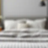 Elegant gray striped bedding set on a neatly made bed