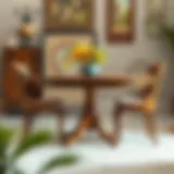 Elegant vintage table and chairs set showcasing unique craftsmanship