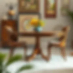 Elegant vintage table and chairs set showcasing unique craftsmanship