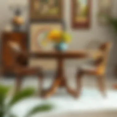 Elegant vintage table and chairs set showcasing unique craftsmanship