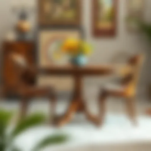 Elegant vintage table and chairs set showcasing unique craftsmanship
