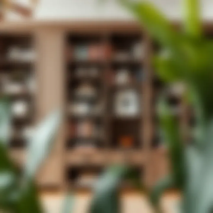 Organized Wide Bookcase Arrangement Organized wide bookcase with a balanced mix of books and decorative elements