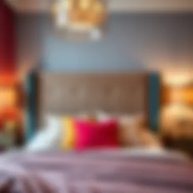 Colorful headboard cover enhancing interior mood