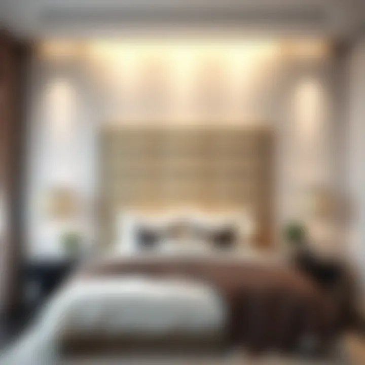 Contemporary bedroom featuring a stylish headboard cover