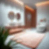 Luxurious rose gold bathroom rug set enhancing modern decor