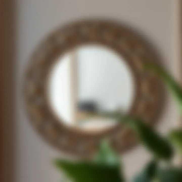 Intricate Frame Design of Round Mirror Stylish 60-inch round mirror showcasing intricate frame design