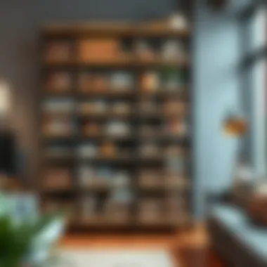 Functional shelving unit showcasing organizational items