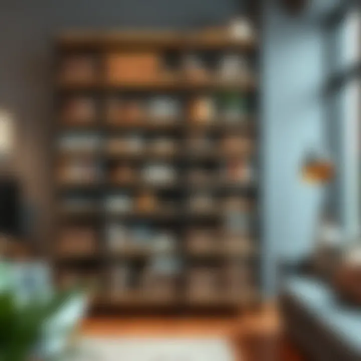 Functional shelving unit showcasing organizational items