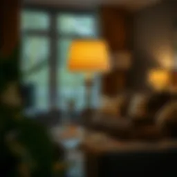 Elegant dimmable table lamp illuminating a cozy living room