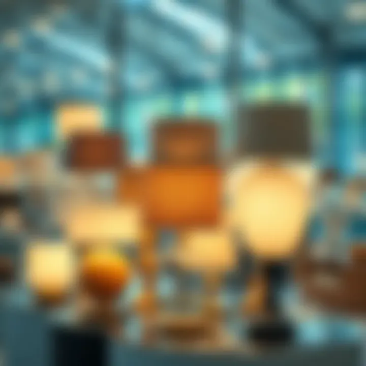 Diverse Styles for Every Taste Variety of dimmable table lamps showcased in a bright showroom