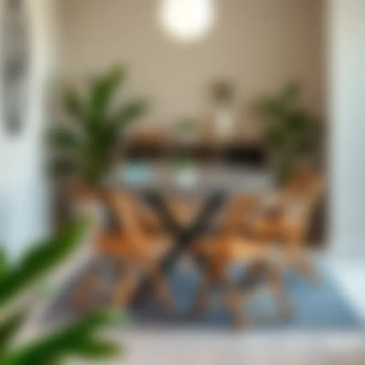 Stylish Foldable Chairs Arrangement Stylish foldable chairs arranged around a compact dining table