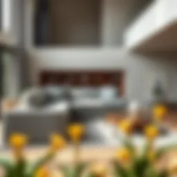 Elegant grey slipcover sectional in a modern living room