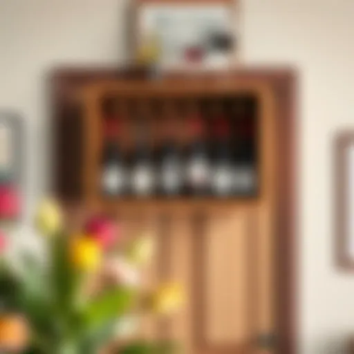 Elegant wooden over the door wine rack showcasing a curated selection of bottles