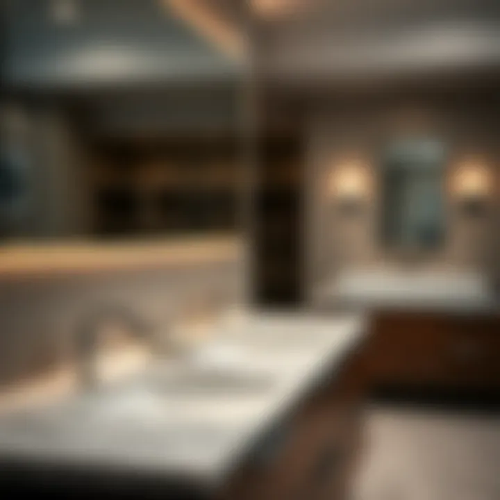 Close-up of materials used in three sink vanity units