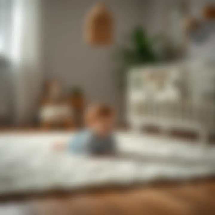 Child playing on a soft nursery rug in a safe environment