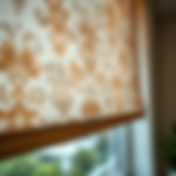 Textural Beauty: Detailed Patterns on Roller Shades Close-up of intricate design patterns on roller shades