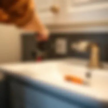 Installing a Vanity Cabinet Outlet Installation process of a vanity cabinet outlet with tools