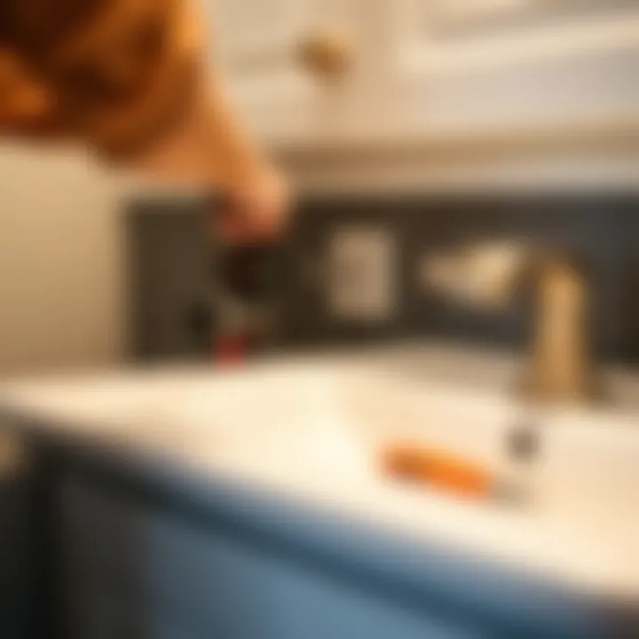 Installing a Vanity Cabinet Outlet Installation process of a vanity cabinet outlet with tools