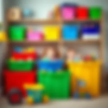 Colorful Trofast bins creatively arranged for children's toys