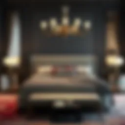 Luxurious upholstered bed in an elegant bedroom setting