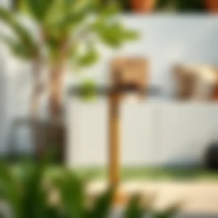 A chic 22 inch high table used in an outdoor setting