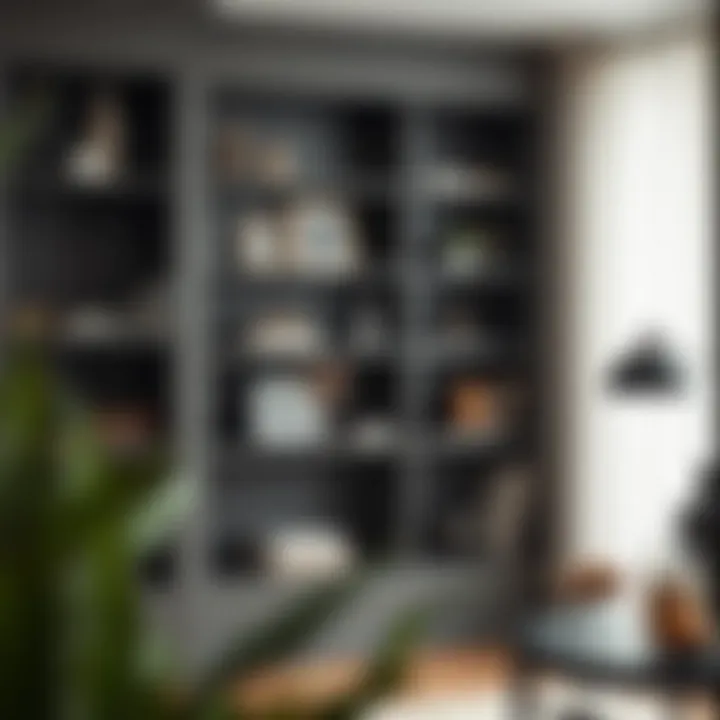 Stylish deep shelving unit showcasing decorative items