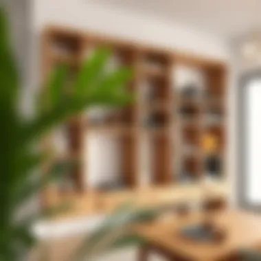 Elegant deep shelving unit made of reclaimed wood