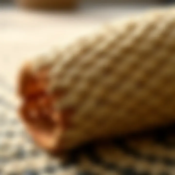 Close-up of materials used in a 5 x 5 rug