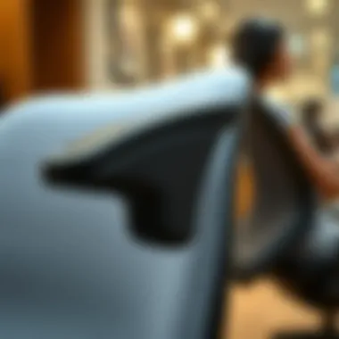 Close-up of retractable arms on an office chair