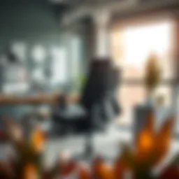 Sleek office chair with retractable arms in a modern workspace