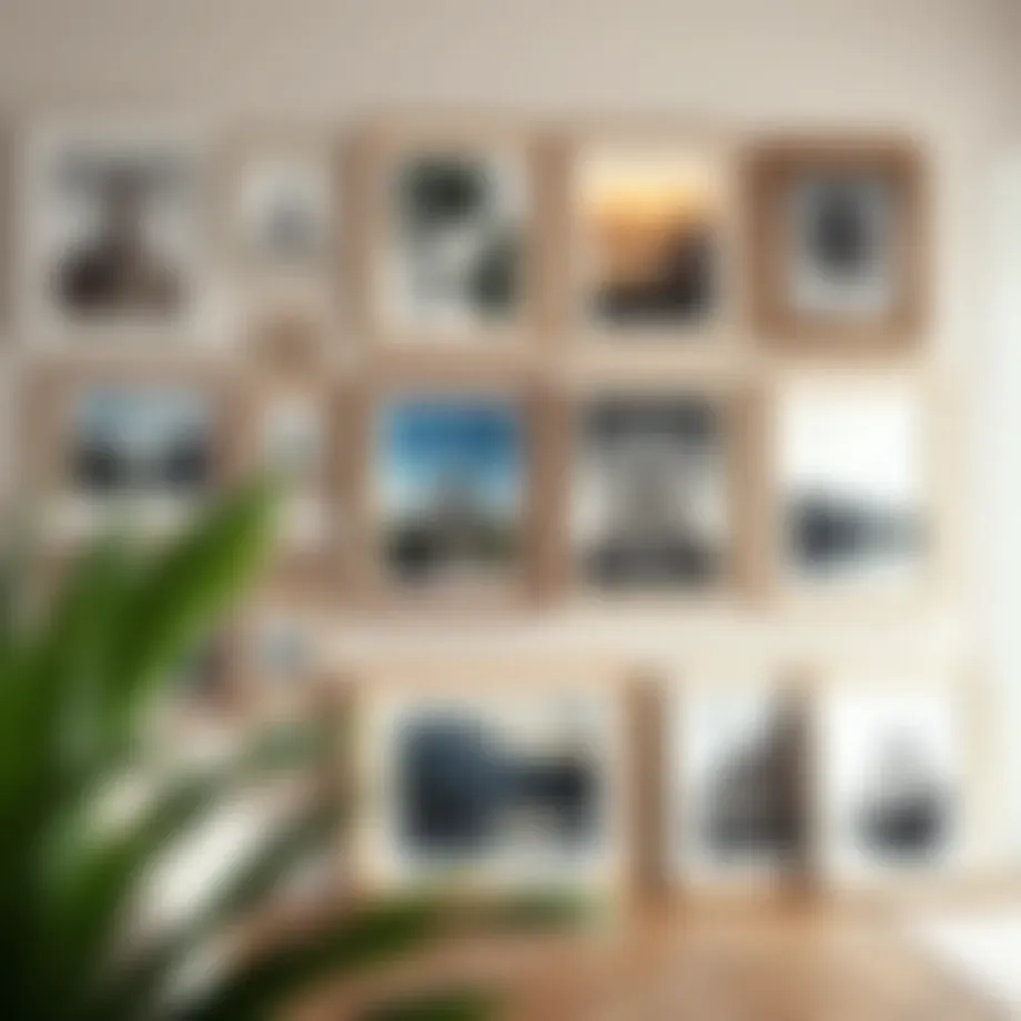 A beautifully arranged collection of 12x12 frames showcasing various artwork styles.