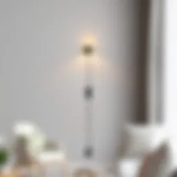 Elegant wall light with plug-in cord in a modern living room