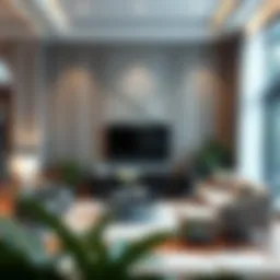 Elegant living room showcasing wall paneling that enhances spatial perception