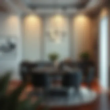 Stylish Wall Panels in Dining Area Stylish dining area featuring decorative wall panels for aesthetic appeal