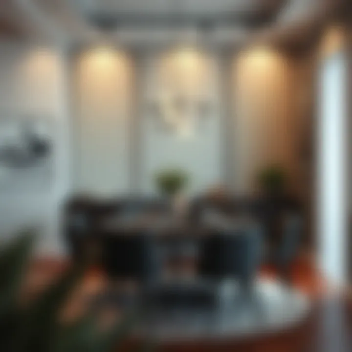 Stylish Wall Panels in Dining Area Stylish dining area featuring decorative wall panels for aesthetic appeal