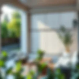 Elegant white bamboo blinds enhancing a serene patio