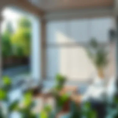 Enhancing Outdoor Elegance with Bamboo Blinds Elegant white bamboo blinds enhancing a serene patio