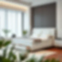 Elegant white bed with integrated storage drawers showcasing modern design.