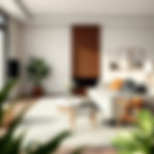 Elegant Design in Modern Interiors Elegant wooden folding stool in a modern living room